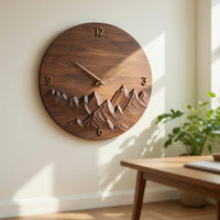 Solid Wood Clock Wall Mountain Landscape Living Room, view 10