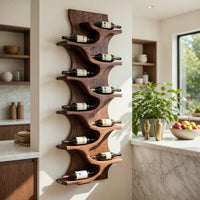 Solid Wood Wine Rack Rustic Natural Home Bar Wall Storage, view 10