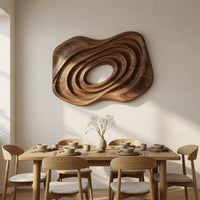 Nested Ovals in a Carved Walnut Wall Sculpture, view 10 — view 10
