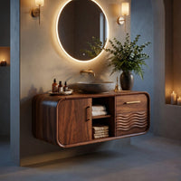 Solid Wood Bathroom Vanity Mid Century Floating With Storage, view 10