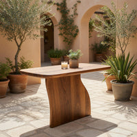Solid Wood Teak Outdoor Table Sculptural Curved Console Entryway Living Room, view 10