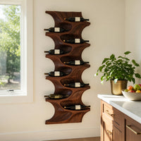Solid Wood Wine Rack Natural Dining Room Wall Display, view 10