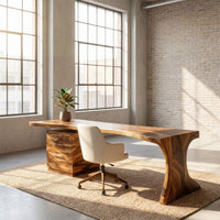 Modern Wooden Desk With Built In Bookshelves For Office Decor, view 10