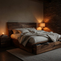 Solid Wood Bed Frame Built Drawers Bedroom, view 10