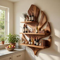 Solid Wood Wine Rack Boho Wall Living Space Arrangement, view 10
