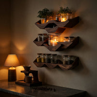 Solid Wood Spice Rack Farmhouse Kitchen Cabinet With Rustic Shelf, view 10