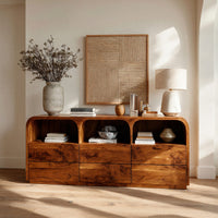 Solid Wood Sideboard With Curved Corners Living Room, view 10