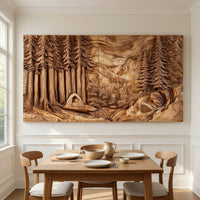 Redwood Camp and Mountain Carved Timber Wall Panel, view 10 — view 10