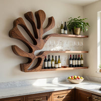 Solid Wood Wine Rack Rustic Wall Breakfast Nook Bottle Arrangement, view 10