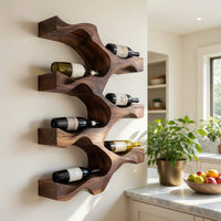 Solid Wood Wine Rack Artistic Natural Modern Kitchen Wall, view 10
