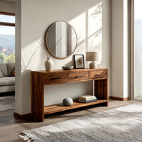 Slab-Sided Three-Drawer Console Table in Solid Walnut, view 10