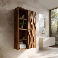 Solid Wood Corner Wall Bathroom Shelf Mounted Cabinet, view 10