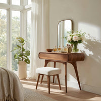 Solid Wood Dressing Table Sithttmv016vntna Mid Century Vanity With Drawers Bedroom, view 10
