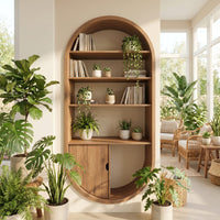 Arched Wooden Wall Bookshelf With Storage For Living Room, view 10