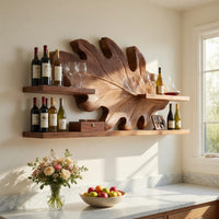 Solid Wood Wine Rack Farmhouse Wall Hallway Beverage Accent Storage, view 10