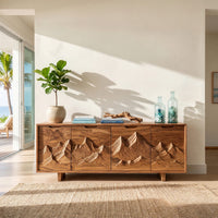 Ridgeline Walnut Media Console with Carved Peaks, view 10