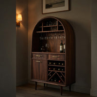 Solid Wood Bar Cabinet Arched Wine Dining Room, view 10