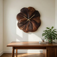 Solid Wood Clock Floral Wall Decor Living Room, view 10