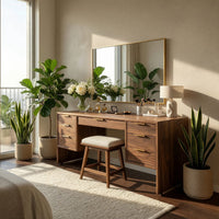 Solid Wood Dressing Table Minimalist Makeup Vanity Desk Personal Beauty Space, view 10