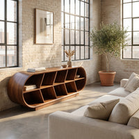 Mid Century Curved Tv Stand For Luxury Suite Interior, view 10