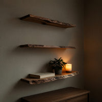 Solid Wood Natural Wood Floating Shelves Handcrafted Solid Shelf Festive Entryway, view 10