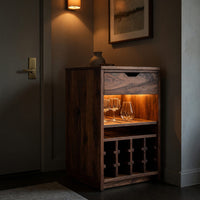 Solid Wood Bar Cabinet Wine With Bottle Shelves Drawer Kitchen, view 10