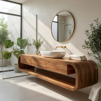 Solid Wood Bathroom Vanity Wall Mounted With Drawers, view 10