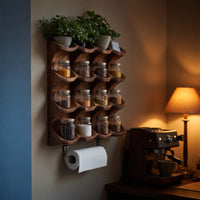 Solid Wood Spice Rack Kitchen Cabinet Organizer Rustic, view 10