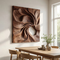 Spiral Vortex Carved Walnut Wall Relief Panel, view 10 — view 10