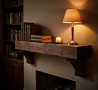 Solid Wood Floating Fireplace Mantel Rustic Shelf Living Room, II, view 10