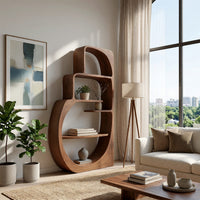 Four-Tier Bookshelf with a Carved Circular Base, view 10