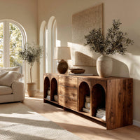 Solid Wood Sideboard With Arched Compartments Living Room, view 10