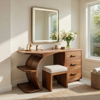 Solid Wood Dressing Table Elegant Makeup Vanity Personal Beauty Area Space, view 10