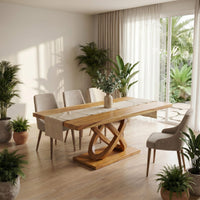 Light Wood Gathering Table For Tropical Dining Room, view 10