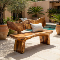 Solid Wood Outdoor Garden Bench Live Edge Entryway Natural Home Interiors, view 10