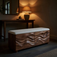 Solid Wood Entryway Storage Bench Natural End Bed, II, view 10