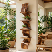Solid Wood Wall Mounted Shelf Curved Floating Statement Living Room, view 10