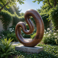 Solid Wood Sculpture Wall Art Farmhouse Large Twisted Spiral Floor Contemporary, view 10