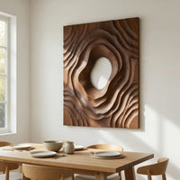 Still Pond Closing Over Stone, Carved Wood Relief, view 10 — view 10