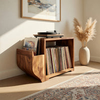 Solid Wood Record Player Stand Storage Cabinet Urban Penthouse, view 10