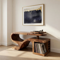 Solid Wood Record Player Stand Minimalist Organic Modern Loft, view 10