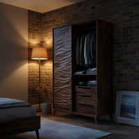 Solid Wood Wardrobe Sculptural With Wave Door Bedroom, view 10
