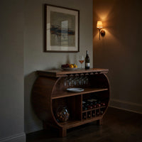 Solid Wood Bar Cabinet With Glass Holder Kitchen Island, view 10