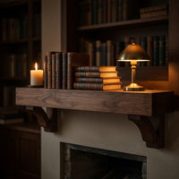 Solid Wood Floating Fireplace Mantel Rustic Shelf Living Room Holiday, view 10