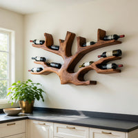 Solid Wood Wine Rack Artistic Holder Wall Home Bar, view 10