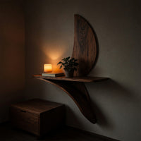 Solid Wood Natural Wood Floating Shelves Artistic Wall Shelf Modern Living, view 10