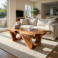 Live Edge Coffee Table on Twin Pedestals, Made to Order, view 10