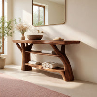 Solid Wood Live Edge Vanity Solid Bathroom Luxury Spa Bathroom, view 10