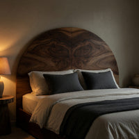 Solid Wood Headboard Boho Arch Neutral Earth Tone Bedroom, view 10