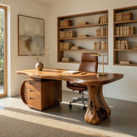Burlform Study Desk, Shaped from Solid Figured Wood, view 10